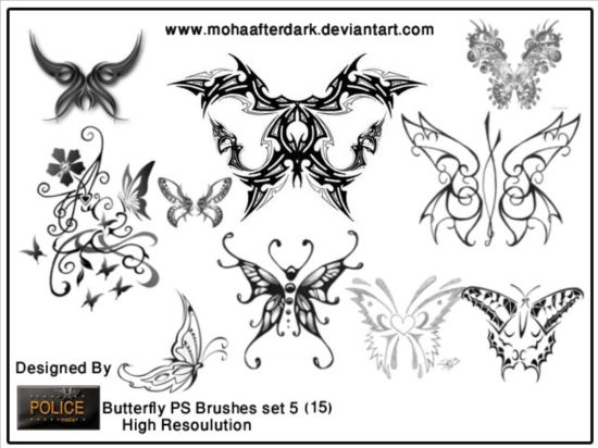 Ornaments butterfly brushes