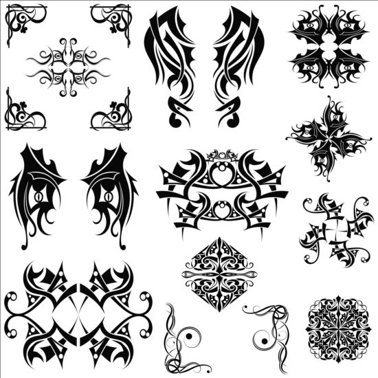 Ornaments tattoo pattern vector 03