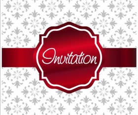 Ornate invitation background red with white vector 01