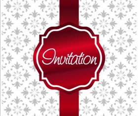 Ornate invitation background red with white vector 02
