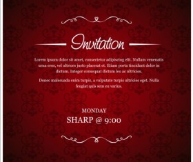 Ornate red invitation background vectors material