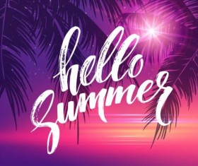 Palm tree with sunlight summer background vector 01