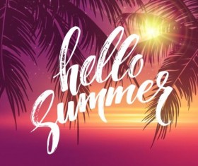 Palm tree with sunlight summer background vector 02