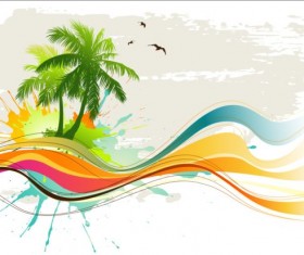 Palm with abstract splash background vector
