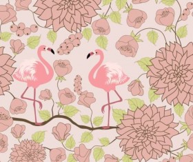 Pattern with flamingo vector
