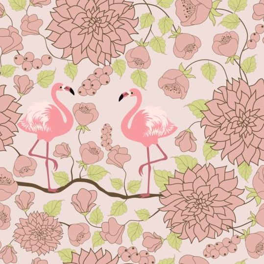 Pattern with flamingo vector