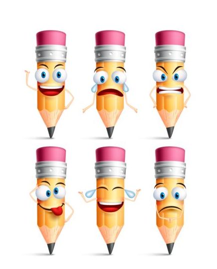 Pencil funny smile icons