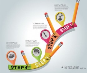 Pencil with business infographic vector 02