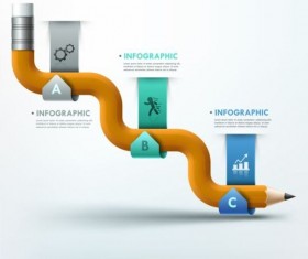 Pencil with business infographic vector 03