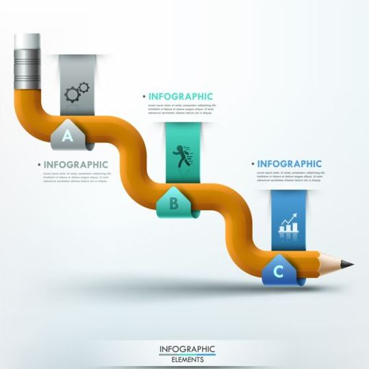 Pencil with business infographic vector 03