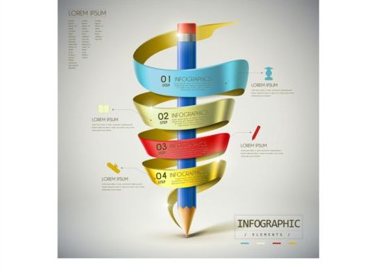 Pencil with business infographic vector 04