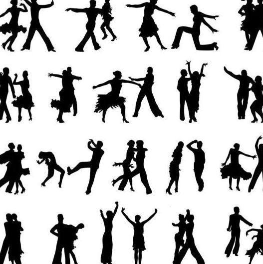 People dancing silhouetter vector 01