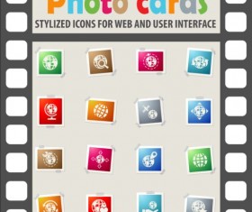 Photo cards with photo iocns vector set 04