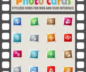 Photo cards with photo iocns vector set 05