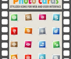 Photo cards with photo iocns vector set 08