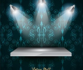 Promotion stand with decor background vector 01