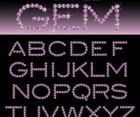 Purple diamond alphabet vectors