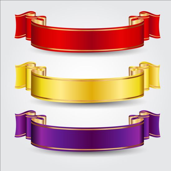Purple with red and yellow ribbons vectors