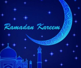 Ramadan kareem with moon background vector 01