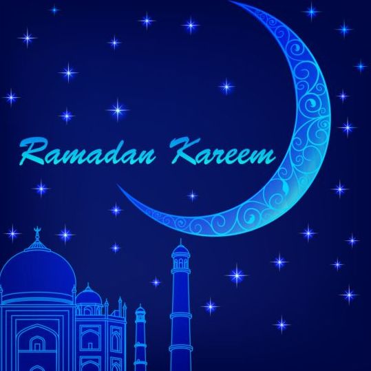 Ramadan kareem with moon background vector 01
