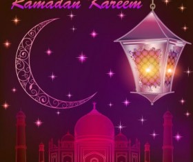 Ramadan kareem with moon background vector 02