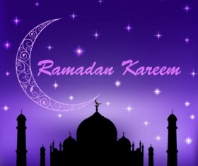 Ramadan kareem with moon background vector 03