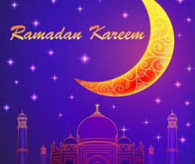 Ramadan kareem with moon background vector 04