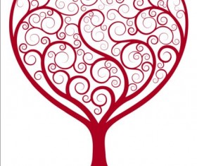 Red tree heart vector material