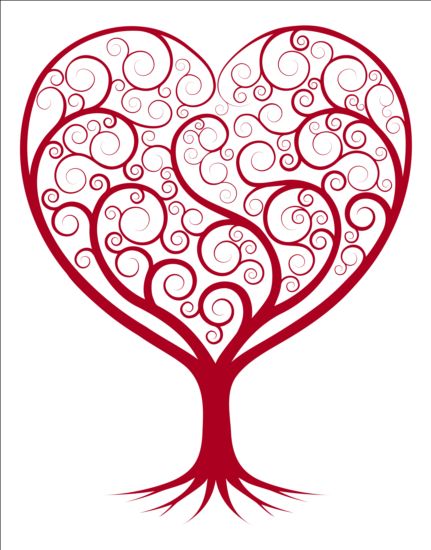 Red tree heart vector material
