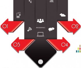 Red with black infographic creative vector 01