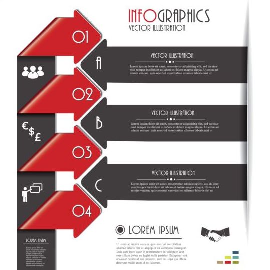 Red with black infographic creative vector 04