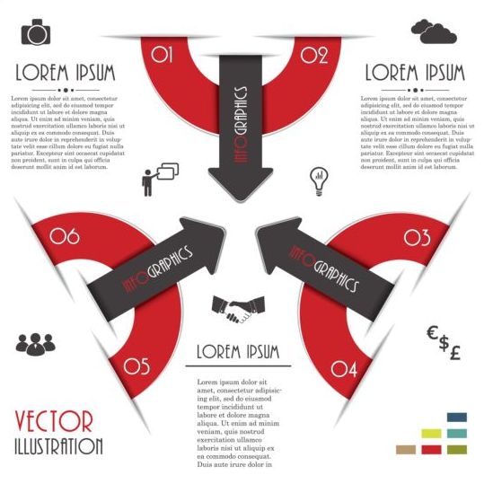 Red with black infographic creative vector 07