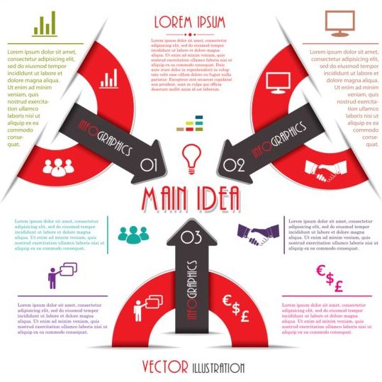 Red with black infographic creative vector 08
