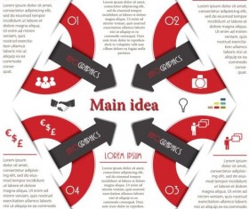 Red with black infographic creative vector 09