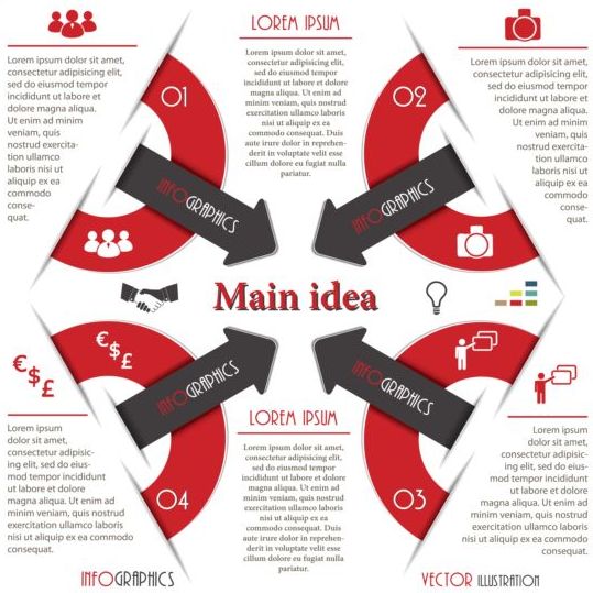 Red with black infographic creative vector 09