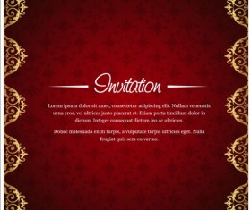 Red with golden invitation background vector 01