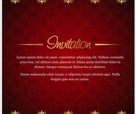 Red with golden invitation background vector 02