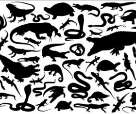 Reptiles silhouetter vector set 04