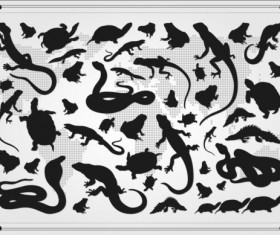 Reptiles silhouetter with frame vector