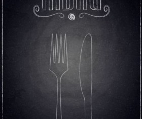 Restaurant menu with blackboard background vector 07