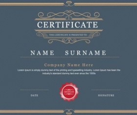 Retro gray certificate template vector 01