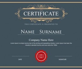 Retro gray certificate template vector 02