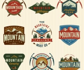 Retro mountain labels vector