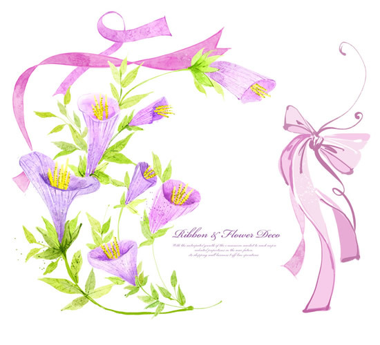 Ribbon with flower psd material
