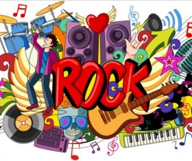 Rock music doodle vector illustration