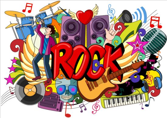Rock music doodle vector illustration