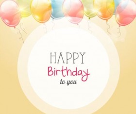 Round birthday card with transparent balloon vector