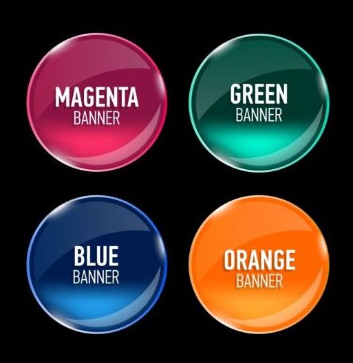 Round glass banners vector