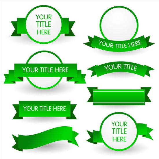 Round label with green ribbon vector