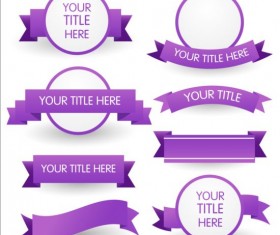 Round label with purple ribbon vector
